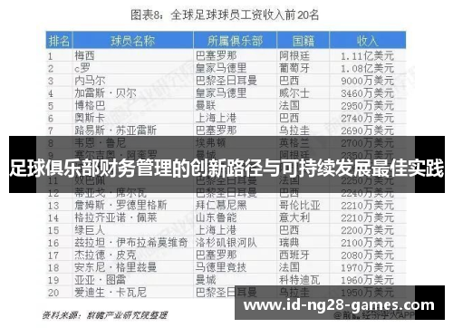 足球俱乐部财务管理的创新路径与可持续发展最佳实践 足球俱乐部财务管理的创新路径与可持续发展最佳实践